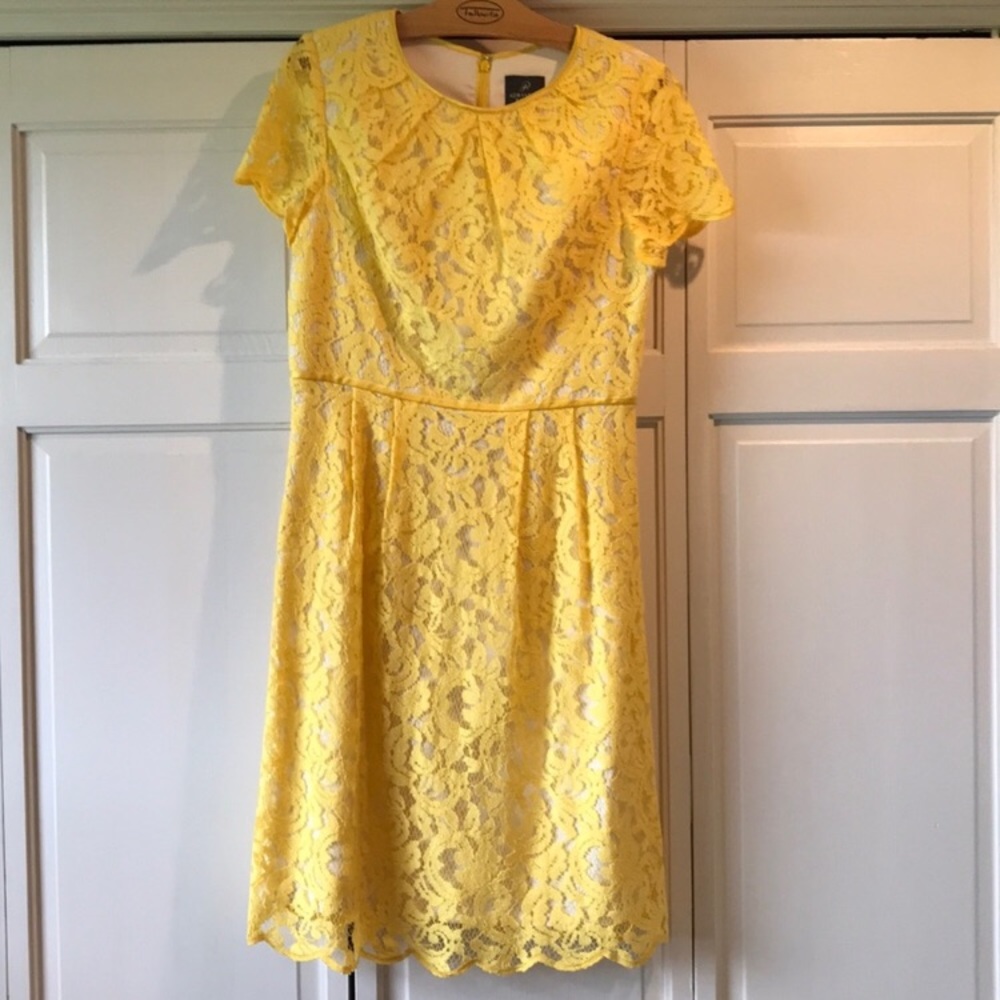 Yellow lace cocktail dress